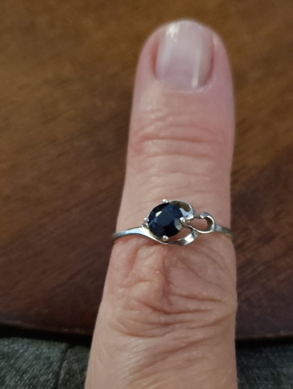 Sterling Silver Navy Blue Sapphire-Style Solitaire Ring